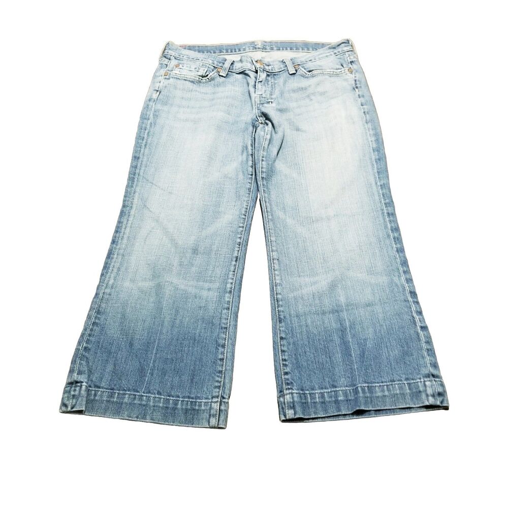 7 For All Mankind Dojo Jeans Women's Size 30 Flared Faded Made In USA (33x23.5)